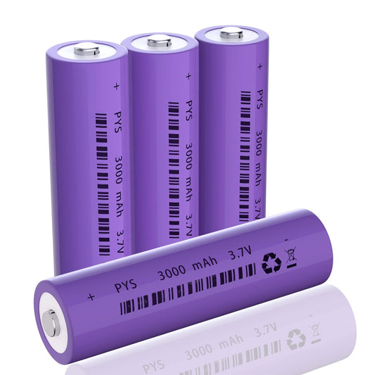 JYJZPB 3.7 Volt Rechargeable Battery 3000mAh Button Top Lithium ion Battery High Power Long Lasting for Headlamp, LED Flashlight, Solar Light, Electronic Devices etc