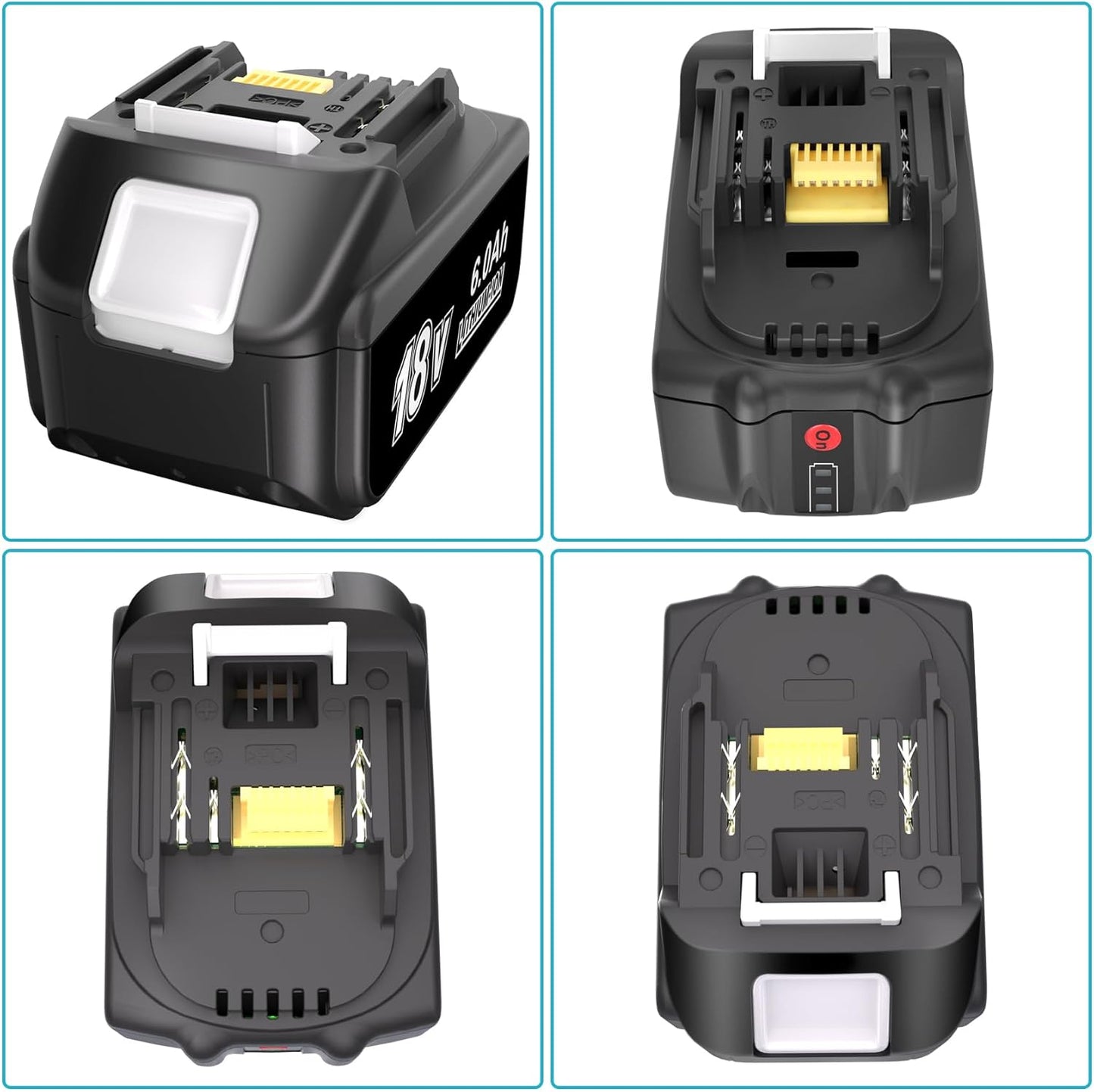 JYJZPB 2 Pack 18V Batteries Compatible for Makita 18 Volt Battery BL1860B BL1820B BL1830B BL1840B BL1850B LXT-400 Fit for Makita 18V Cordless Power Tools, with 6000 mAh High Capacity