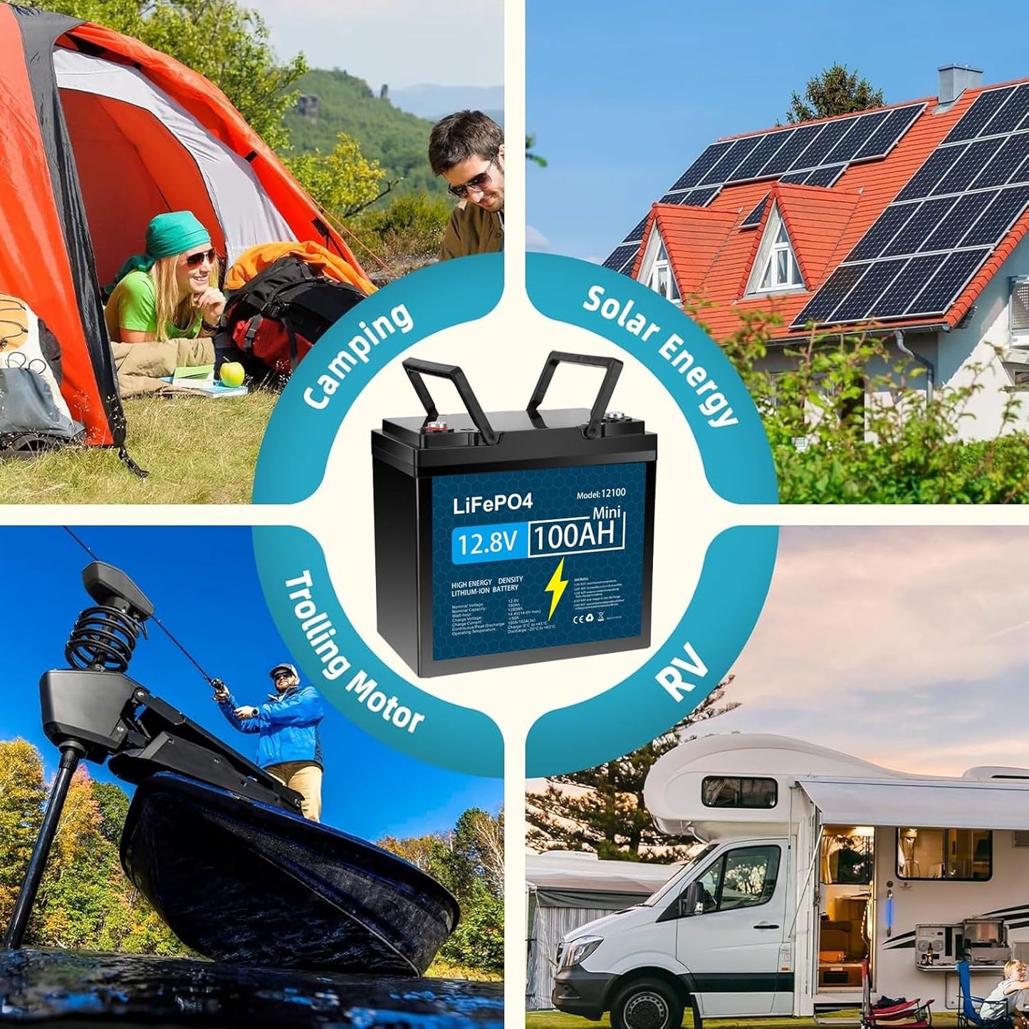 KUNLUN 2Pack 12V 100Ah LiFePO4 Battery, 100A BMS Rechargeable Lithium Battery with Up to 5000 Cycles & 10 Years Lifespan,1280Wh Support in Series and Parallel, Perfect for RV, Solar Energy,Van,Trailer