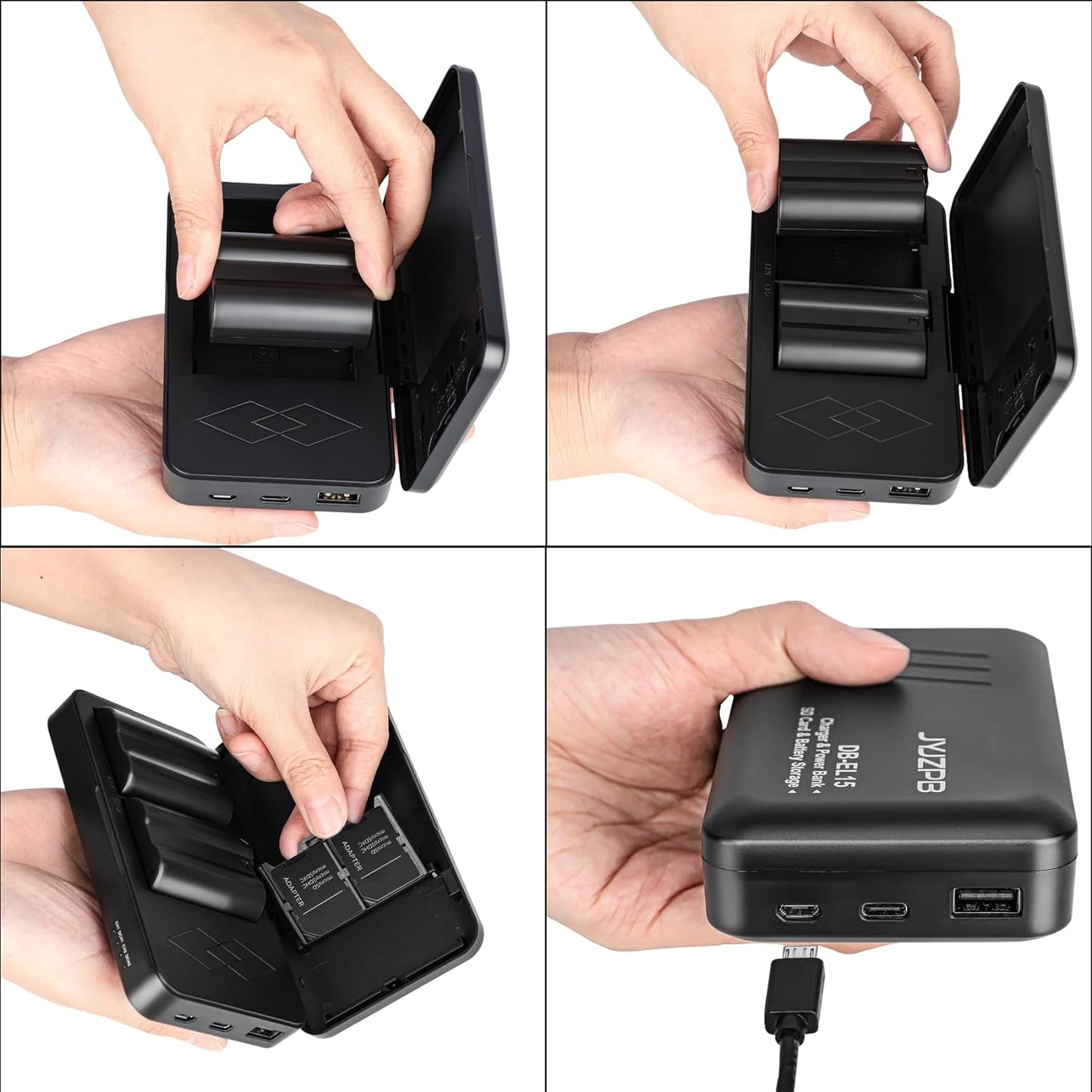 2 Packs JYJZPB EN-EL15B Nikon Camera Batteries Rechargeable and Charger Case for Nikon D7500 Battery, D750 Battery, Z6, Z7, Z8, D500, D600, D610, D810, D800, D800E, D710E, D850, D7000, D7100, D7200