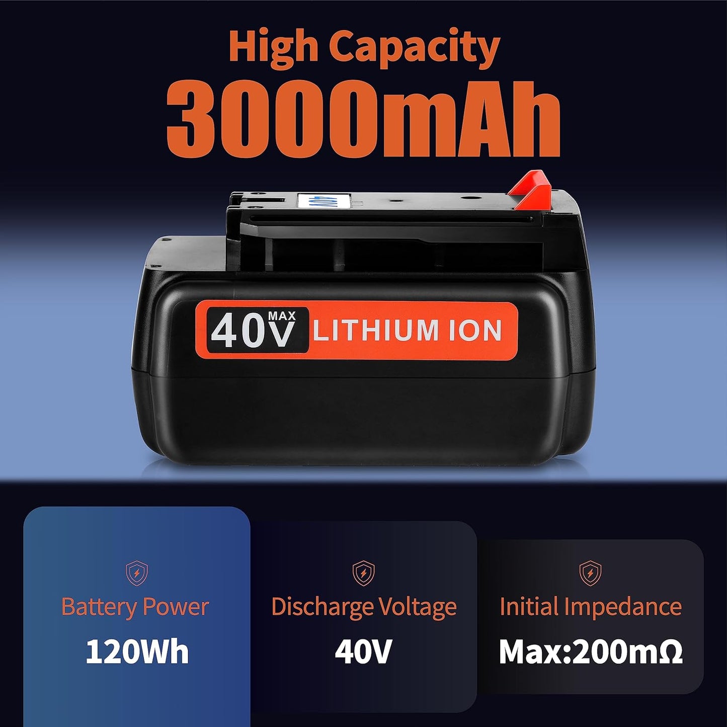JYJZPB Replacement Lithium Battery for Black and Decker 40V Max 3000mAh Battery LBX2040 LBXR36 LBXR2036 LST540 LBX1540 LCS1240 LST136W for Black+Decker
