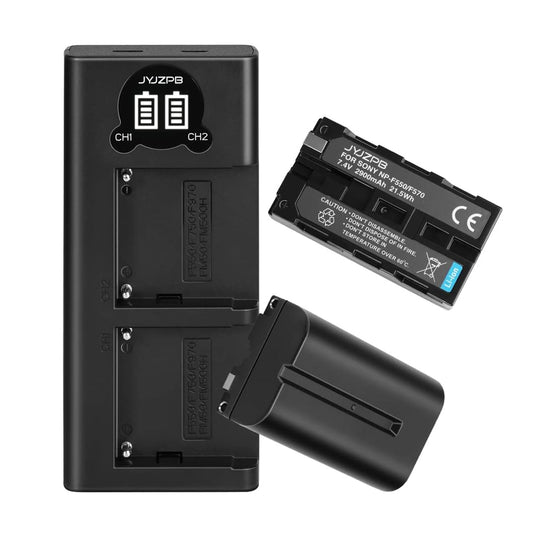 2 Packs JYJZPB NP-F550 Replacement Camera Batteries and Dual USB Charger Set Compatible for Sony NP-F970 NP-F750 NP-F550 NP-F770 NP-F930 NP-F950 NP-F960 Battery and Sony CCD-SC55, TR516, TR716, TR818, TR910, TR917