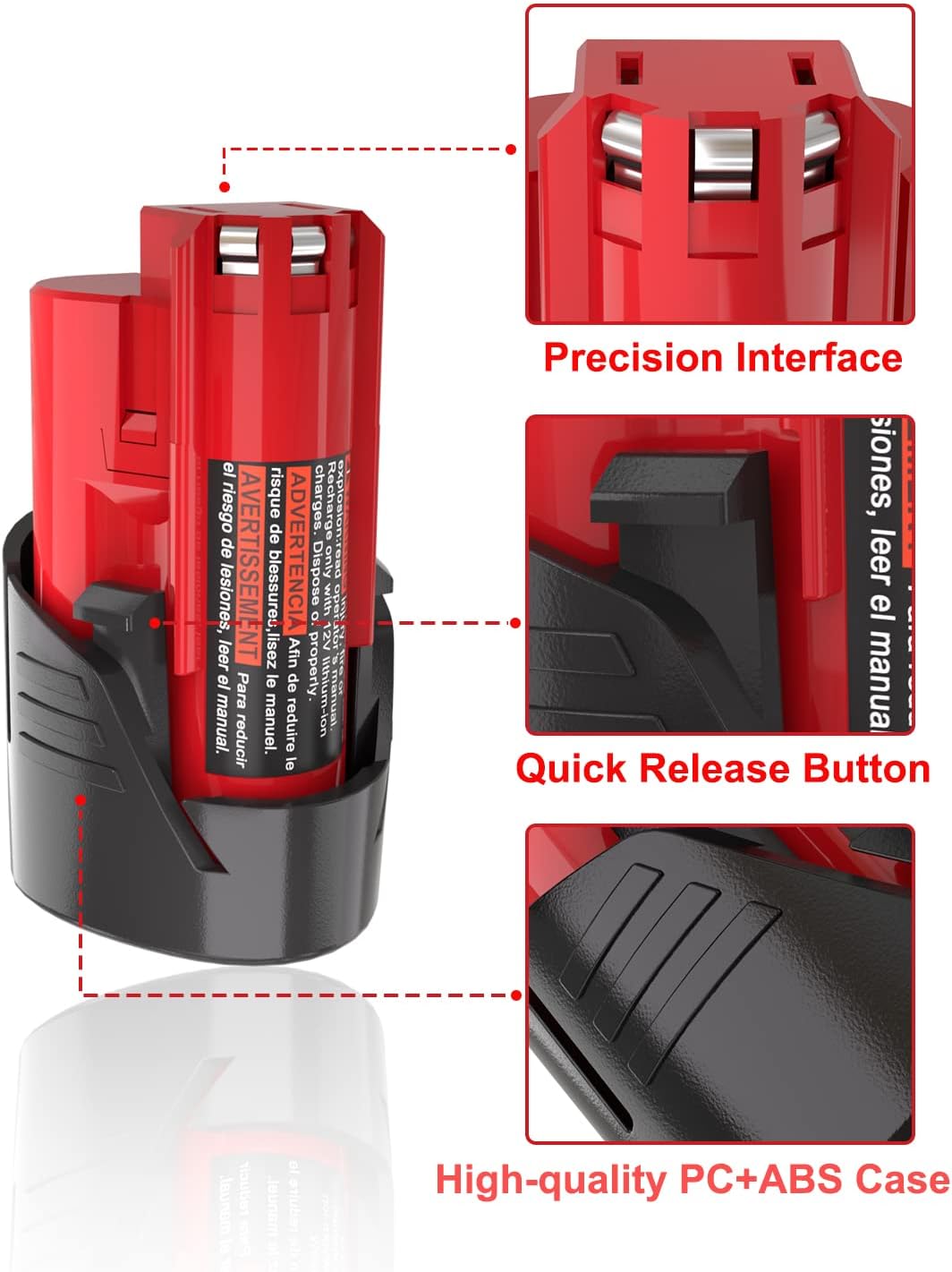 2 Packs JYJZPB 3000mAh 12V Lithium Cordless Tools Battery Compatible for Milwaukee M12 Battery 48-11-2401 48-11-2412 48-11-2411 48-11-2420 48-11-2440