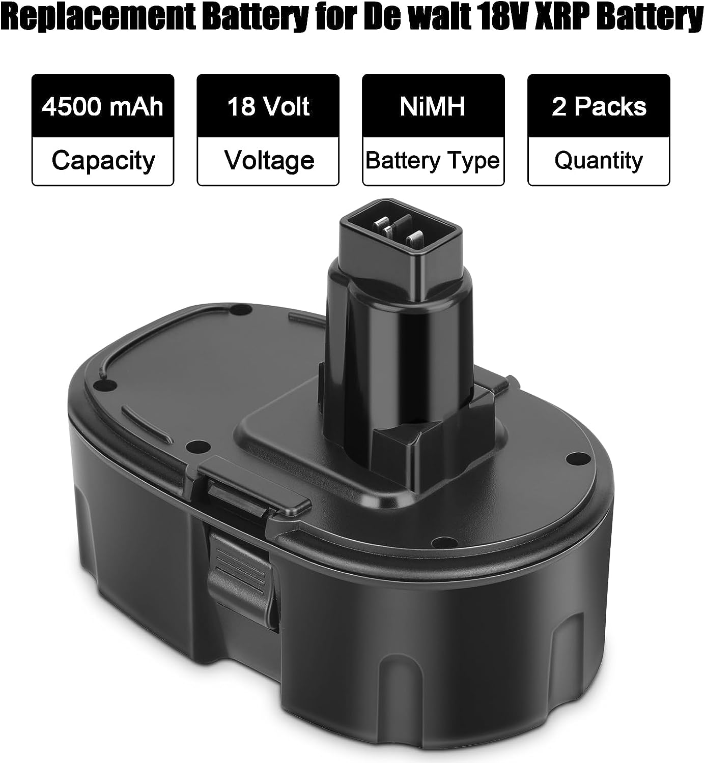 2 Packs JYJZPB 4.5Ah DC9096 DC9098 for DeWalt 18V XRP Battery Replacement DC9099 DW9098 DW9099 DW9095 DW9096 DE9039 for DeWalt XRP Cordless Power Tools