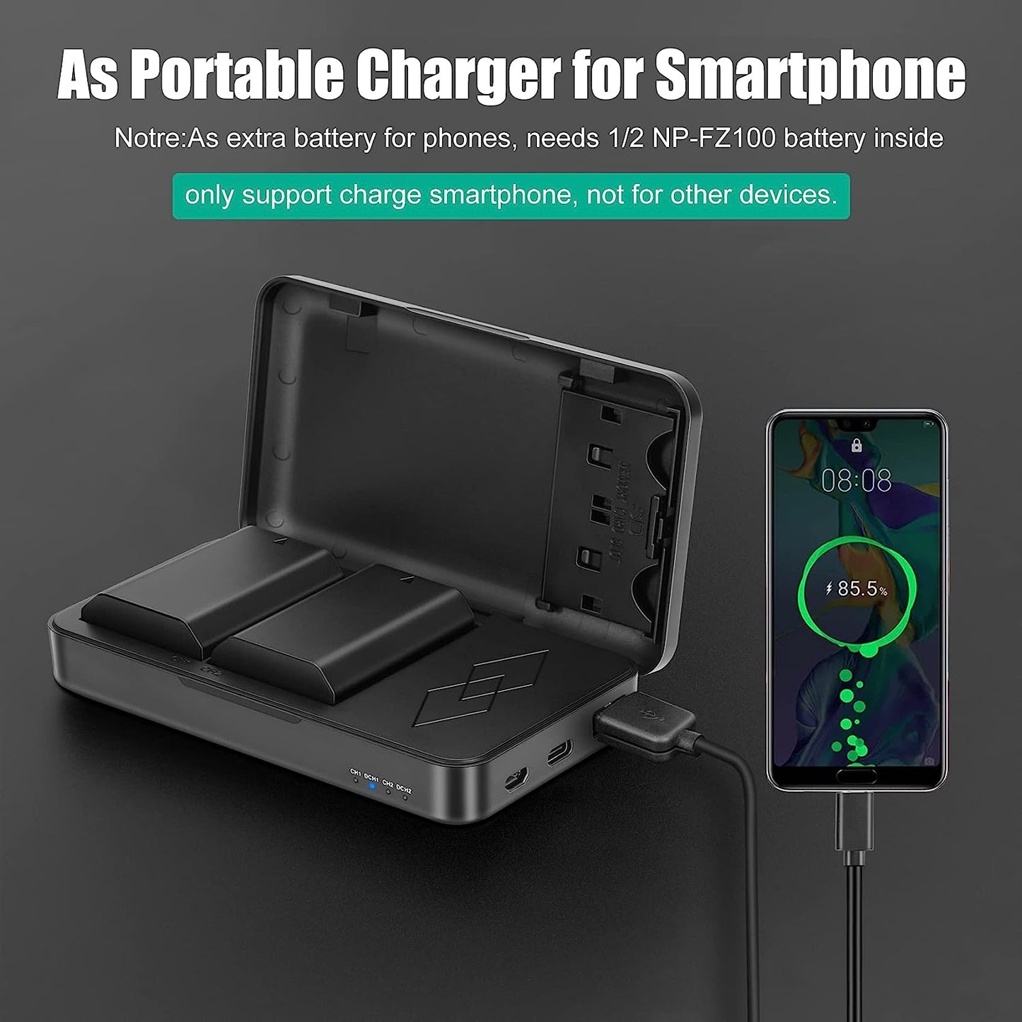 2 Packs JYJZPB NP-FZ100 Camera Battery Replacement and A7iii Battery Charger for Sony A7 III, Sony Alpha A7R III, A7R IV, A9, A6600, Alpha 9S, A7R3 A7S III, A7R III Battery