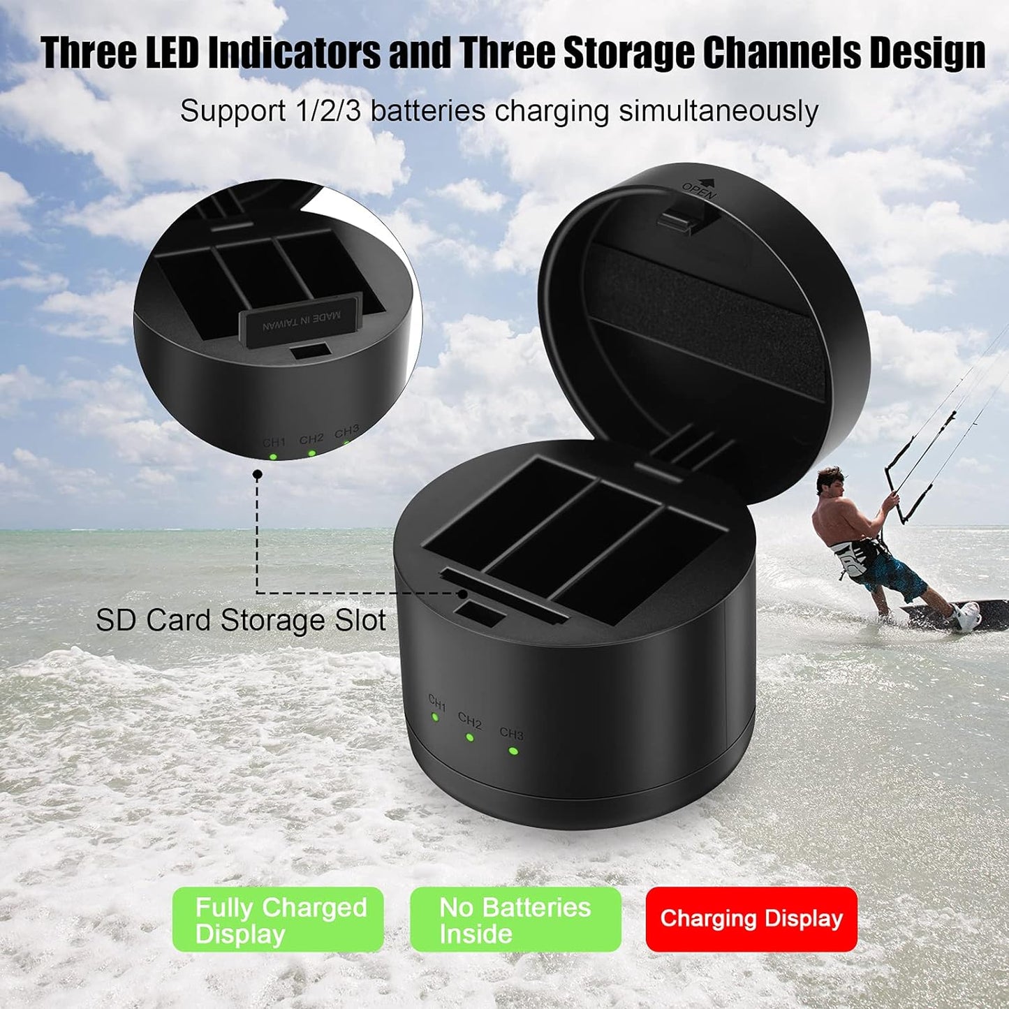 2 Packs JYJZPB Hero 8 Battery and Triple Charger for GoPro 8 Battery, GoPro Hero 7 Black, GoPro Hero 6/5 Black, Hero 2018