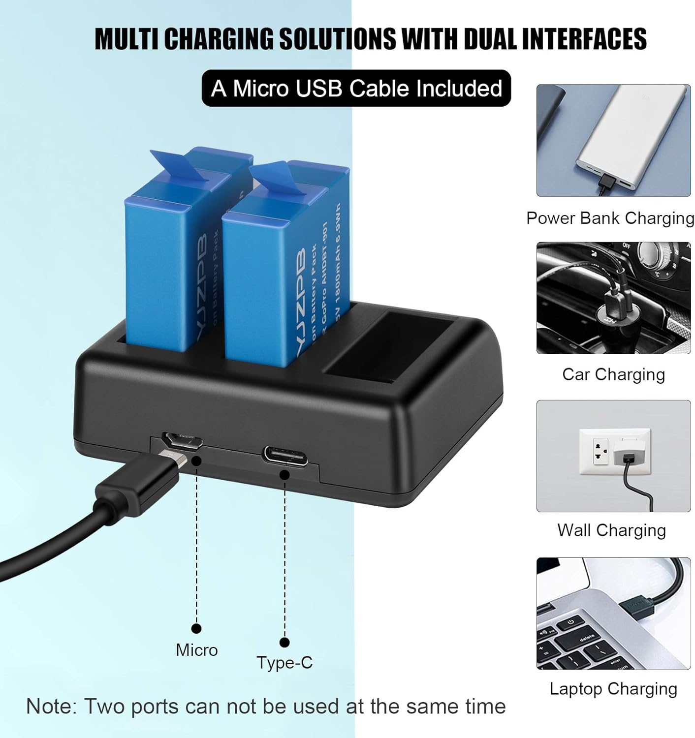 2 Packs JYJZPB Enduro Batteries for GoPro Hero 11, Hero 10, GoPro Hero 9 Black, 3-Channel Quick Battery Charger Station for Hero 11, Hero 10/ Hero 9 GoPro Enduro Battery