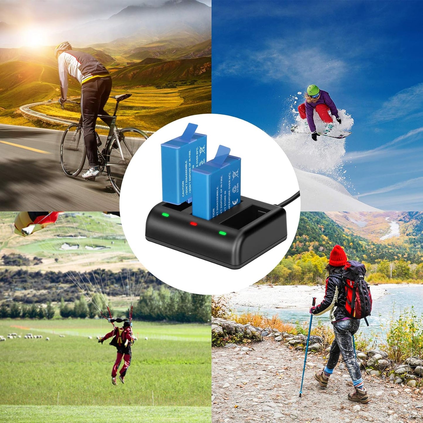 2 Packs JYJZPB Enduro Batteries for GoPro Hero 11, Hero 10, GoPro Hero 9 Black, 3-Channel Quick Battery Charger Station for Hero 11, Hero 10/ Hero 9 GoPro Enduro Battery