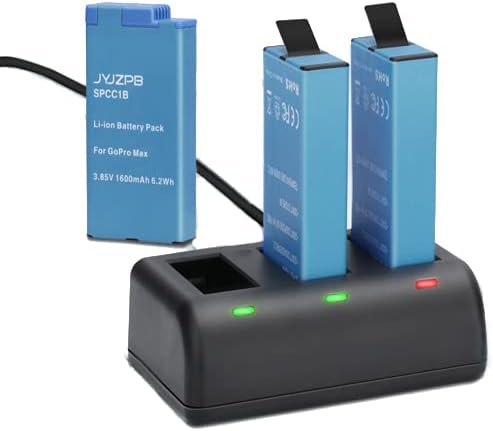 3-Packs JYJZPB MAX Replacement Battery 3-Channel Battery Charger for GoPro MAX 360 (Fully Compatible for Original GoPro MAX)