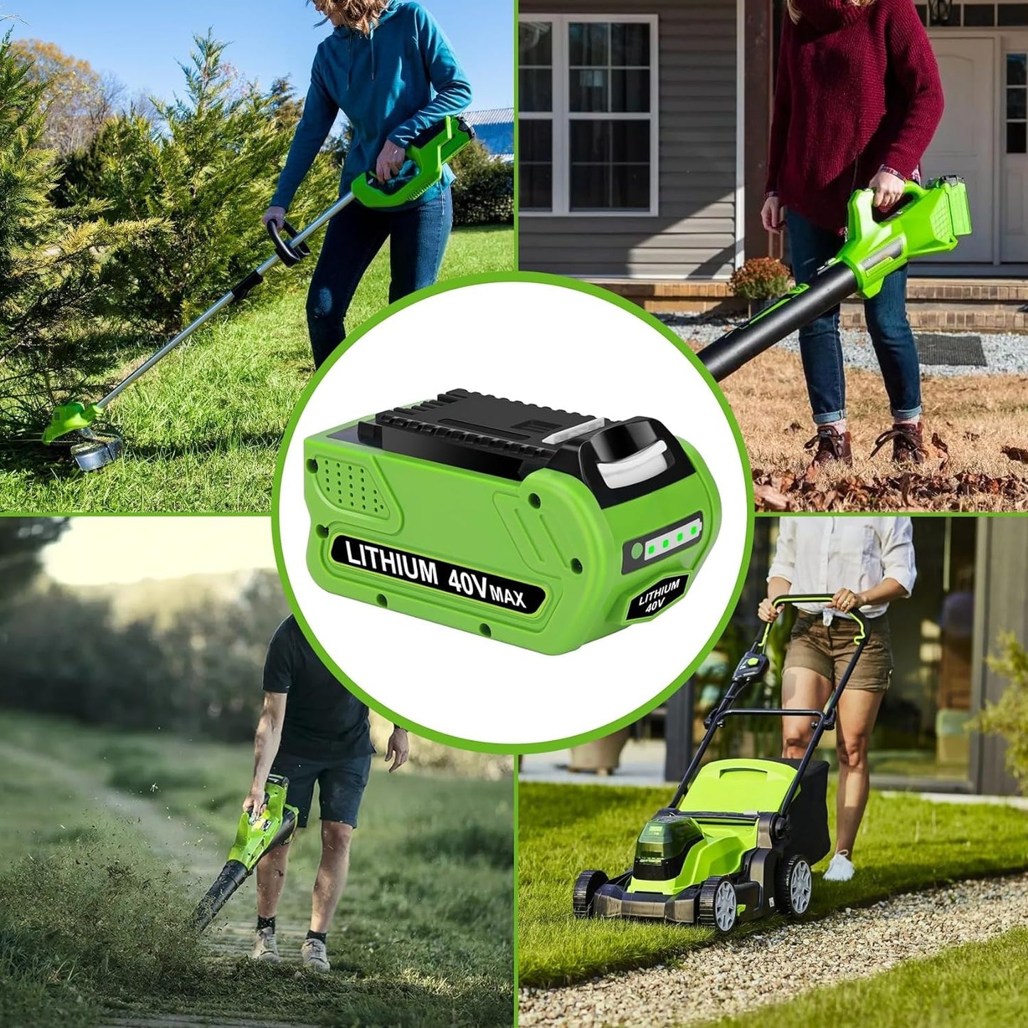 JYJZPB 6000mAh 40V High-Capacity Replacement Outdoor Power Tools Battery for Greenworks Battery 20302 20672 24252 20202 22262 20322 25312