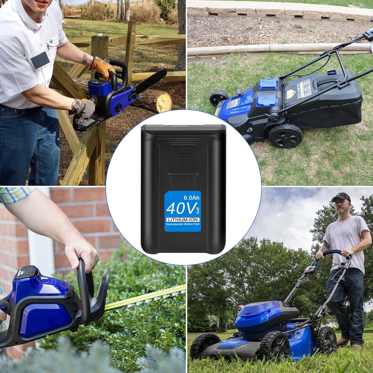 JYJZPB 40V 6.0Ah Replacement High Capacity Lithium-ion Battery for Kobalt 40V Cordless Power Equipment Suitable for Kobalt Weed Eater Outdoor Work
