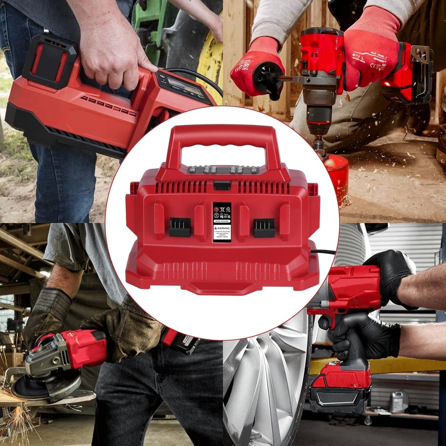 JYJZPB Six Port Charging Station Compatible for Milwaukee 18V Battery Compatible to Milwaukee M-18 Tools