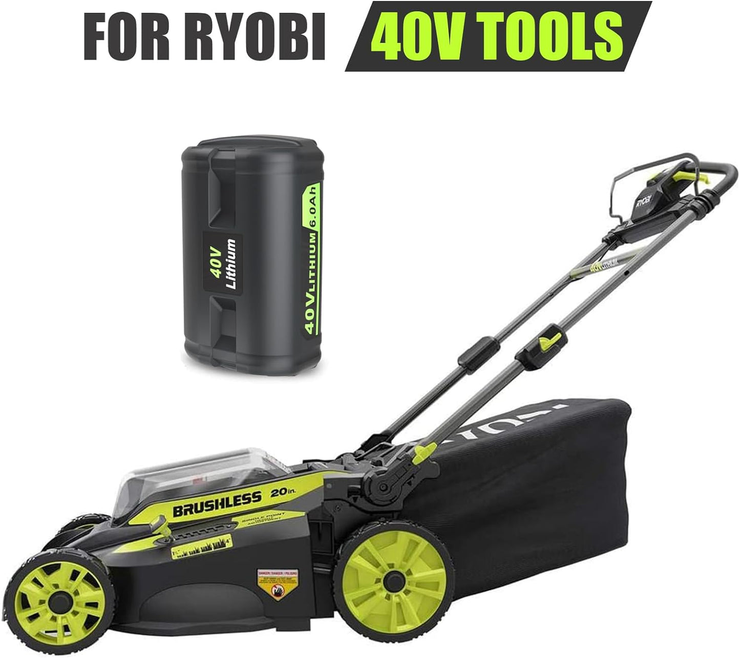 JYJZPB 6.0Ah 40V Cordless Power Tools Battery for Ryobi Battery Replacement OP4040 OP4026 OP4030 OP4050 OP4060A