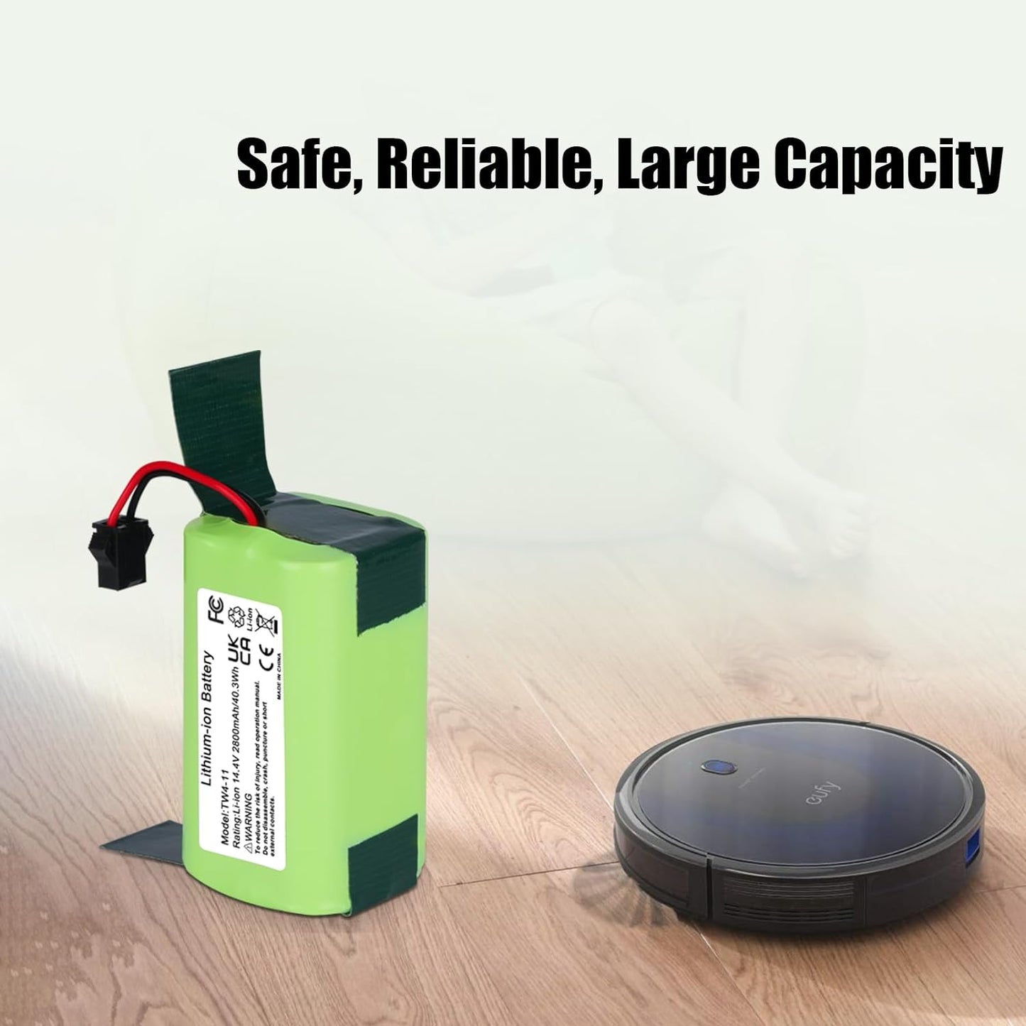 2800mAh 14.4V Lithium-ion Battery Suitable for Eufy RoboVac 11/ 11S/ 30/ 15C/ 12/ 35C Fit for Ecovacs Deebot N79S N79S N95 DN622 for Hybrid G30 G20 Edge R500 R450 Replacement for Eufy Vacuum Battery