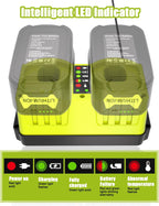 JYJZPB 18V Dual-Port Simultaneous Charger for Ryobi ONE+ 18 Volt Battery P102 P103