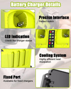JYJZPB 18V Dual-Port Simultaneous Charger for Ryobi ONE+ 18 Volt Battery P102 P103