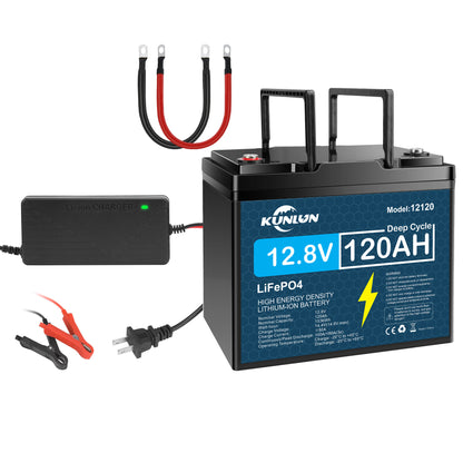 REACELL 12V 120Ah LiFePo4 Battery Pack For 4S4P BMS RV,Boat Motors,Solar Powerlar Wind 12.8V Lithium Iron Phosphate Battery