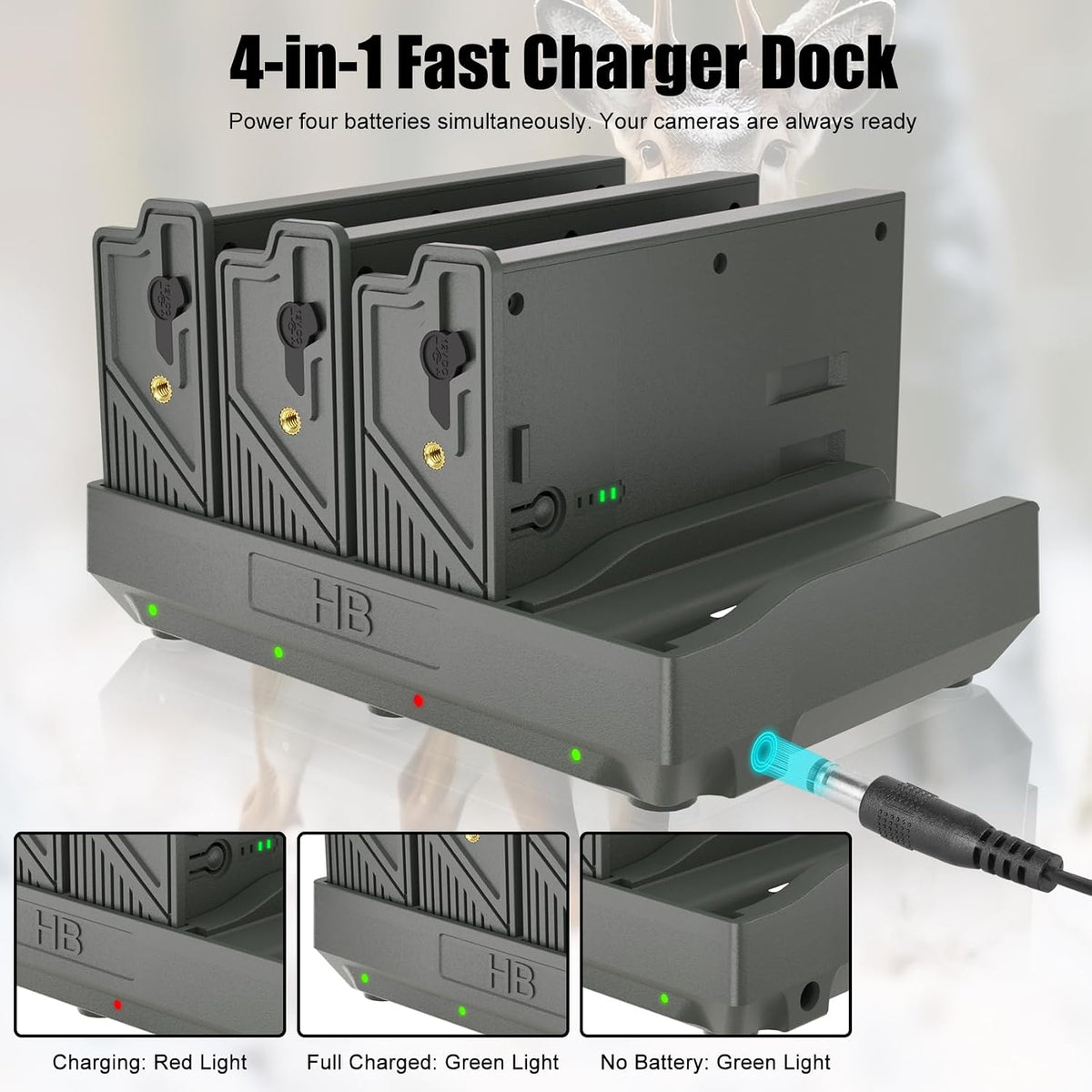 JYJZPB 4PCS Lithium Battery & 4 Port Charger for Reveal Cellular Trail Camera X Gen 3.0, Pro 3.0, 2.0