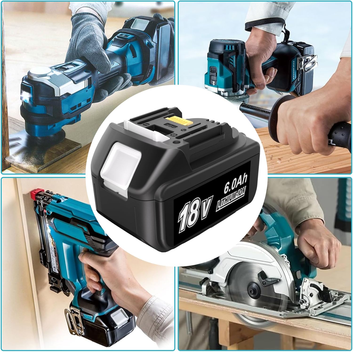 JYJZPB 2 Pack 18V Batteries Compatible for Makita 18 Volt Battery BL1860B BL1820B BL1830B BL1840B BL1850B LXT-400 Fit for Makita 18V Cordless Power Tools, with 6000 mAh High Capacity