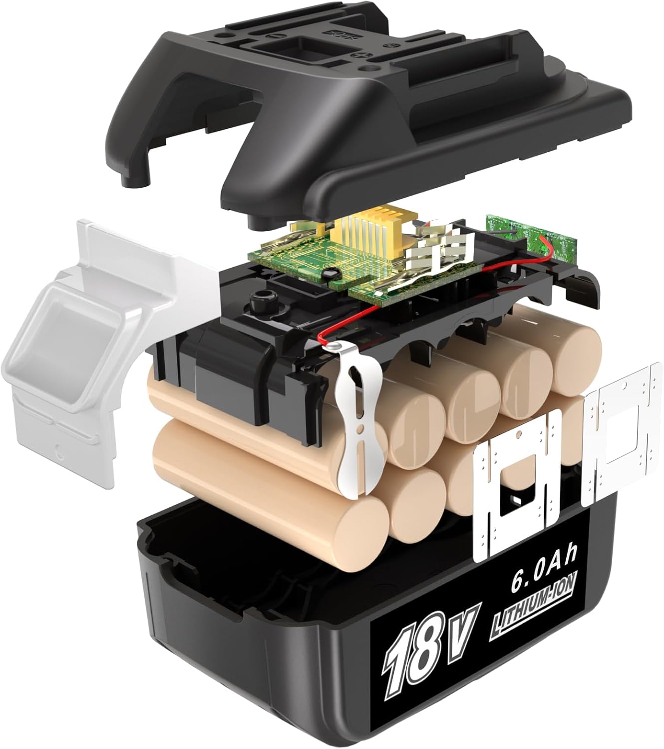 JYJZPB 2 Pack 18V Batteries Compatible for Makita 18 Volt Battery BL1860B BL1820B BL1830B BL1840B BL1850B LXT-400 Fit for Makita 18V Cordless Power Tools, with 6000 mAh High Capacity