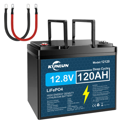 REACELL 12V 120Ah LiFePo4 Battery Pack For 4S4P BMS RV,Boat Motors,Solar Powerlar Wind 12.8V Lithium Iron Phosphate Battery