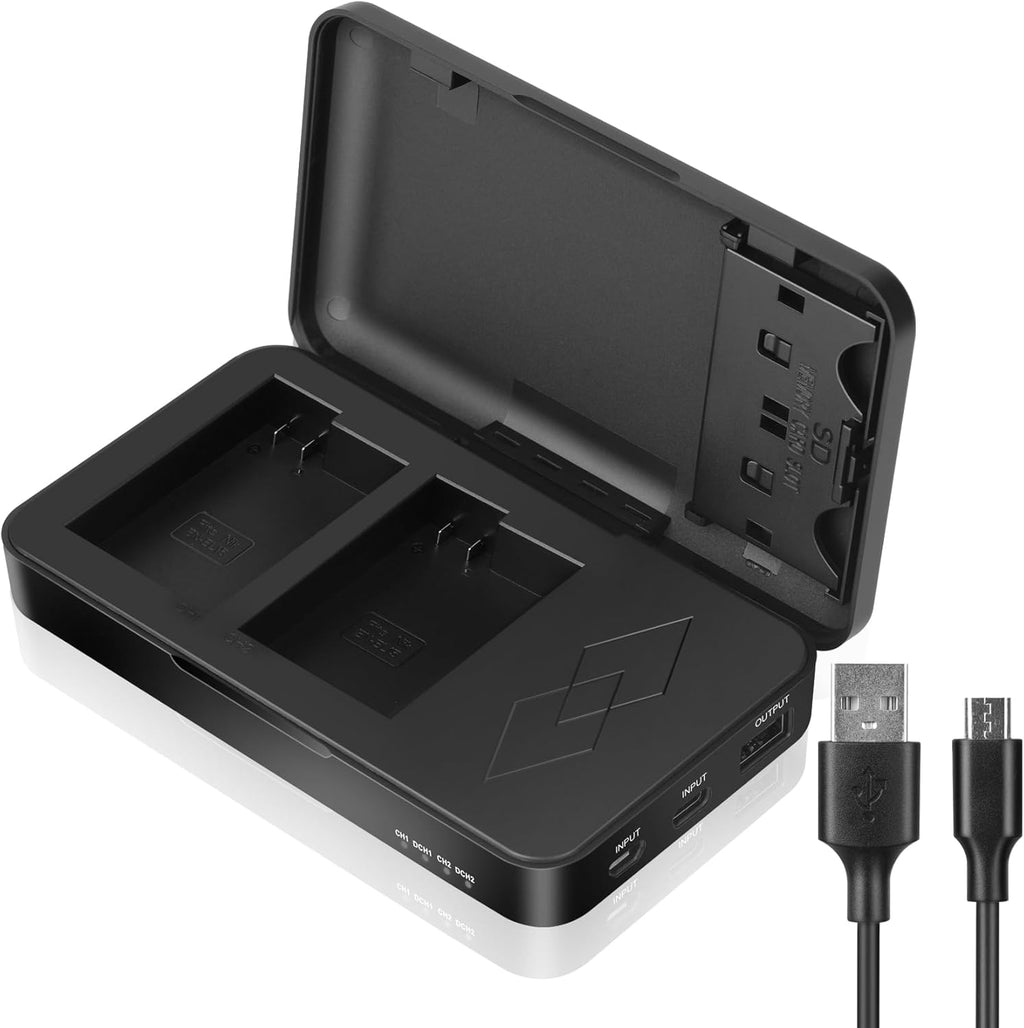 JYJZPB EN-EL15 EN-EL15B EN-EL15C Battery Charger with 2 SD Card Slots and USB Output Fit for Nikon D7500, ZF, Z8, Z7, Z6, D500, D600, D850, D7000, D7100 Camera Batteries (Battery Charger Only)