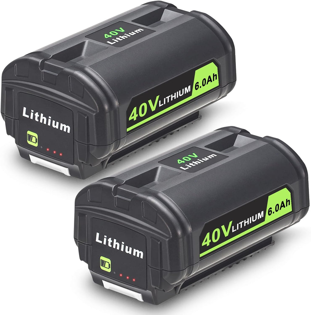 OP4060A 6.0Ah 40V Battery Replacement for RYOBI 40V Battery OP4040A OP4026 OP4030A OP4050A OP4060A1, 2 Packs 40V Battery Compatible for RYOBI 40V Collection Cordless Power Tools