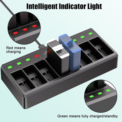 JYJZPB 8 Slot Battery Charger for GoPro Hero12 Hero11 Hero10 Hero9 Black Enduro Battery Fast Battery Charger with Type C Cable (Batteries not included)