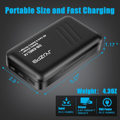 JYJZPB EN-EL14 EN-EL14A Battery Charger with 2 SD Card Slots Fit for Nikon D3200, D3100, D3300, D3400, D3500, D5600, D5200, D5300, Coolpix P7000, P7100, P7800, DF Camera Batteries (Charger Only)