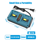JYJZPB 18V Dual-Port Rapid Charger for Makita 18 Volt LXT Lithium-Ion Battery BL1830B