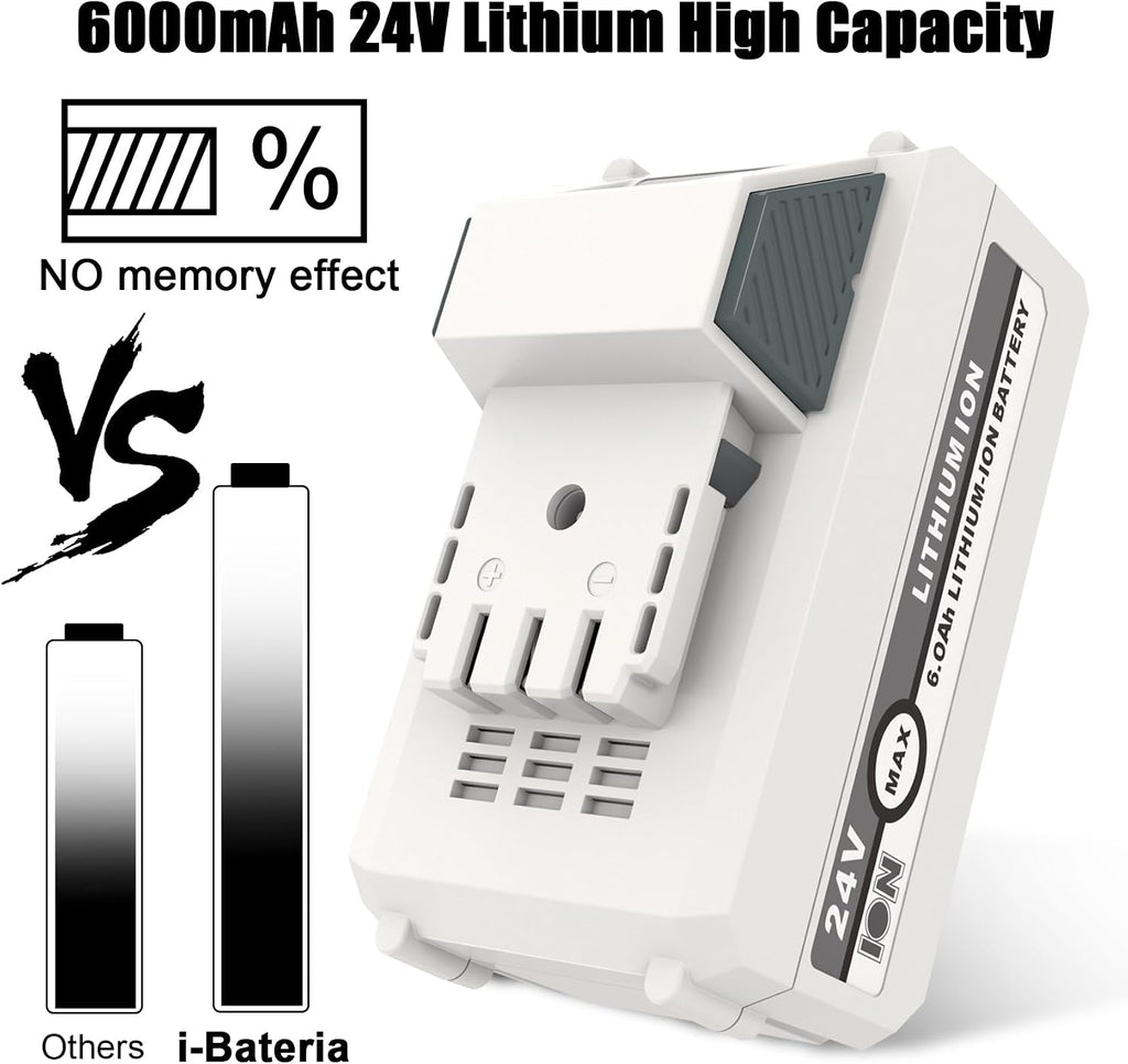 JYJZPB 2X 24V 6.0Ah Battery for Snow Joe + Sun Joe 24-Volt IONMAX Lithium-ion Batteries