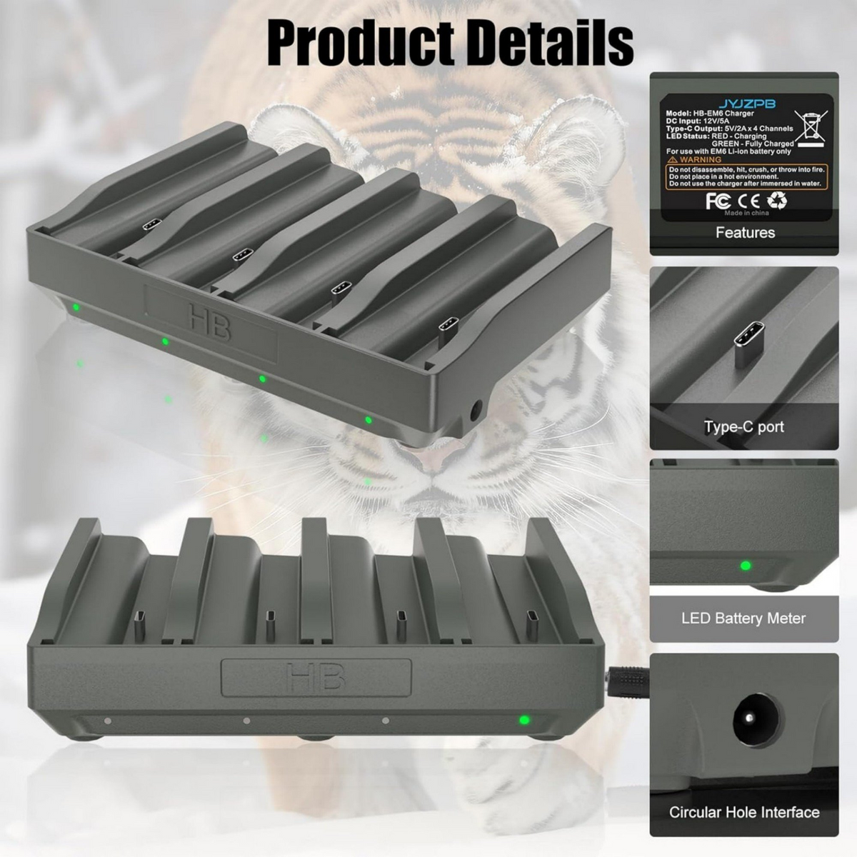 JYJZPB 4PCS Lithium Battery & 4 Port Charger for Reveal Cellular Trail Camera X Gen 3.0, Pro 3.0, 2.0