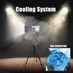 JYJZPB 100W COB LED Video Light with Remote Control, All Metal Bi Color COB Continuous Output Lighting with 30000Lux/1m 3200K-5600K CRI/TLCI97+ 12 Effects for Video Recording