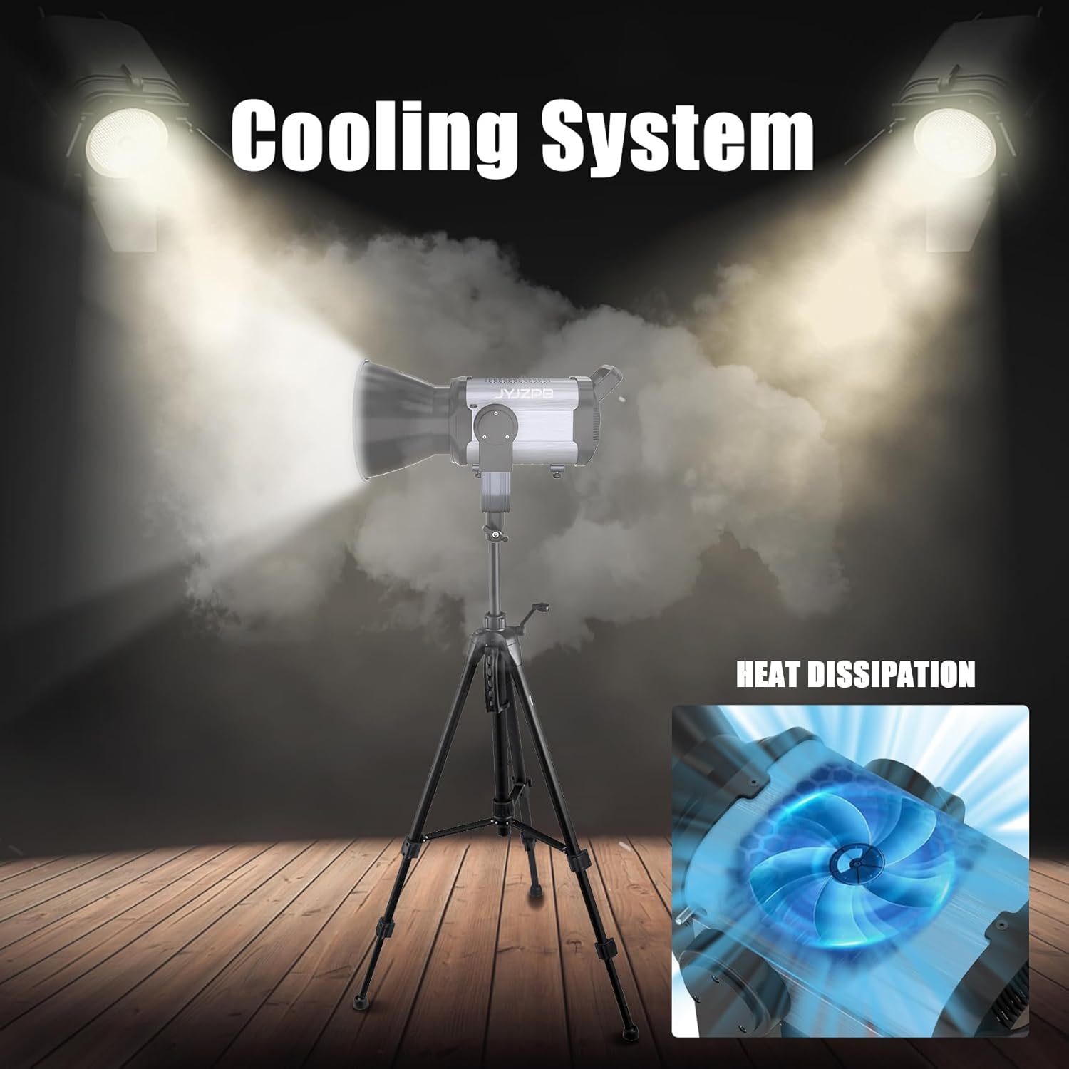 JYJZPB 100W COB LED Video Light with Remote Control, All Metal Bi Color COB Continuous Output Lighting with 30000Lux/1m 3200K-5600K CRI/TLCI97+ 12 Effects for Video Recording