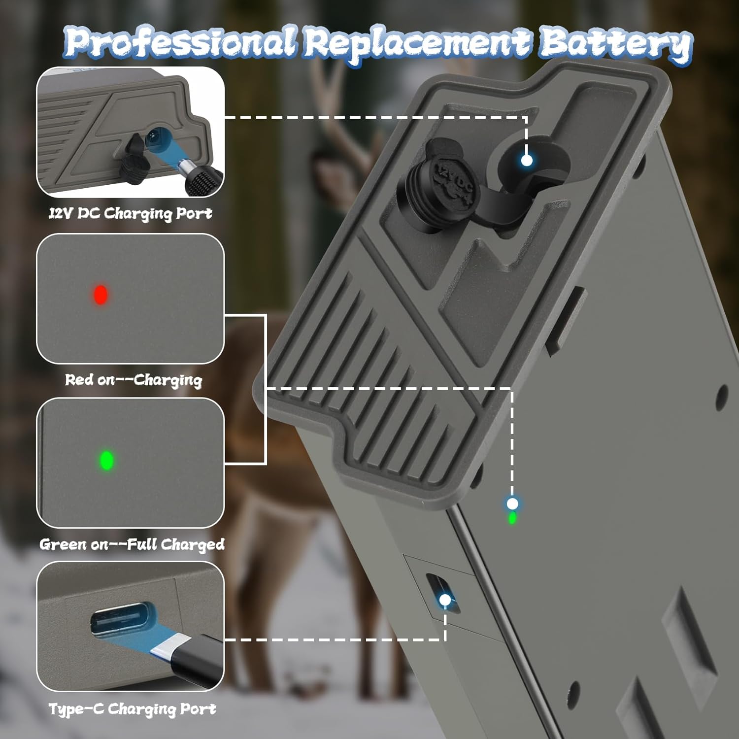 JYJZPB Hunting Camera Rechargeable Battery Compatible for Reveal Trail Cameras X Gen 2.0, X, X Pro, XB, SK Camera 6000mAh