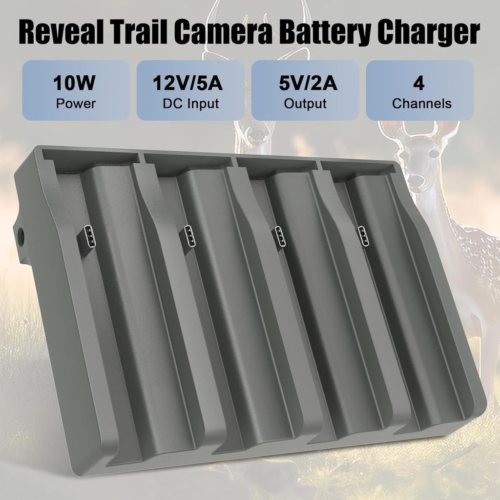 JYJZPB 4PCS Lithium Battery & 4 Port Charger for Reveal Cellular Trail Camera X Gen 3.0, Pro 3.0, 2.0