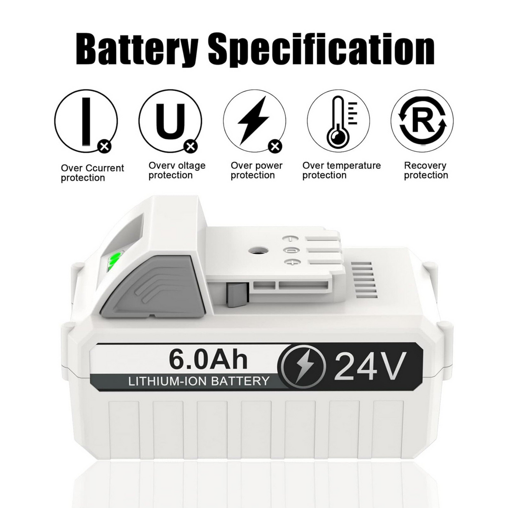 JYJZPB 2X 24V 6.0Ah Battery for Snow Joe + Sun Joe 24-Volt IONMAX Lithium-ion Batteries