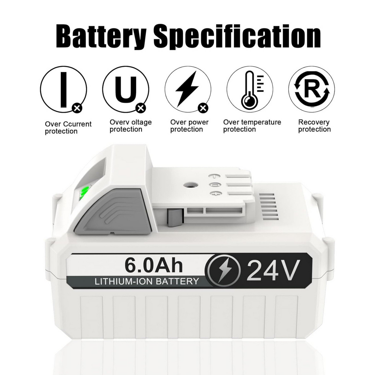 JYJZPB 2X 24V 6.0Ah Battery for Snow Joe + Sun Joe 24-Volt IONMAX Lithium-ion Batteries