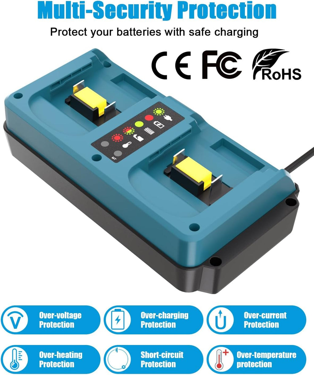JYJZPB 18V Dual-Port Rapid Charger for Makita 18 Volt LXT Lithium-Ion Battery BL1830B