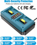 JYJZPB 18V Dual-Port Rapid Charger for Makita 18 Volt LXT Lithium-Ion Battery BL1830B