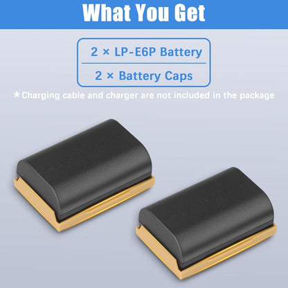 JYJZPB 2 Pack LP-E6P Battery 2800mAh Large Capacity Compatible for Canon EOS R5 Mark II, R6 Mark II, R5 R6 R7 R, 5D Mark IV III 5D 6D 7D 60D 70D 80D 90D Cameras (ONLY Battery)