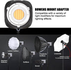 JYJZPB 100W COB LED Video Light with Remote Control, All Metal Bi Color COB Continuous Output Lighting with 30000Lux/1m 3200K-5600K CRI/TLCI97+ 12 Effects for Video Recording