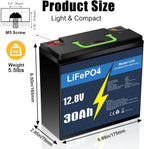 KUNLUN 12V 30Ah Lithium LiFePo4 Battery, Built-in BMS, 3500+ Deep Cycles Batteries, 384Wh Support in Series/Parallel, Phosphate Rechargeable Battery for Solar, RV, Marine,Camping, Home Energy Storage