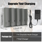 JYJZPB 4PCS Lithium Battery & 4 Port Charger for Reveal Cellular Trail Camera X Gen 3.0, Pro 3.0, 2.0