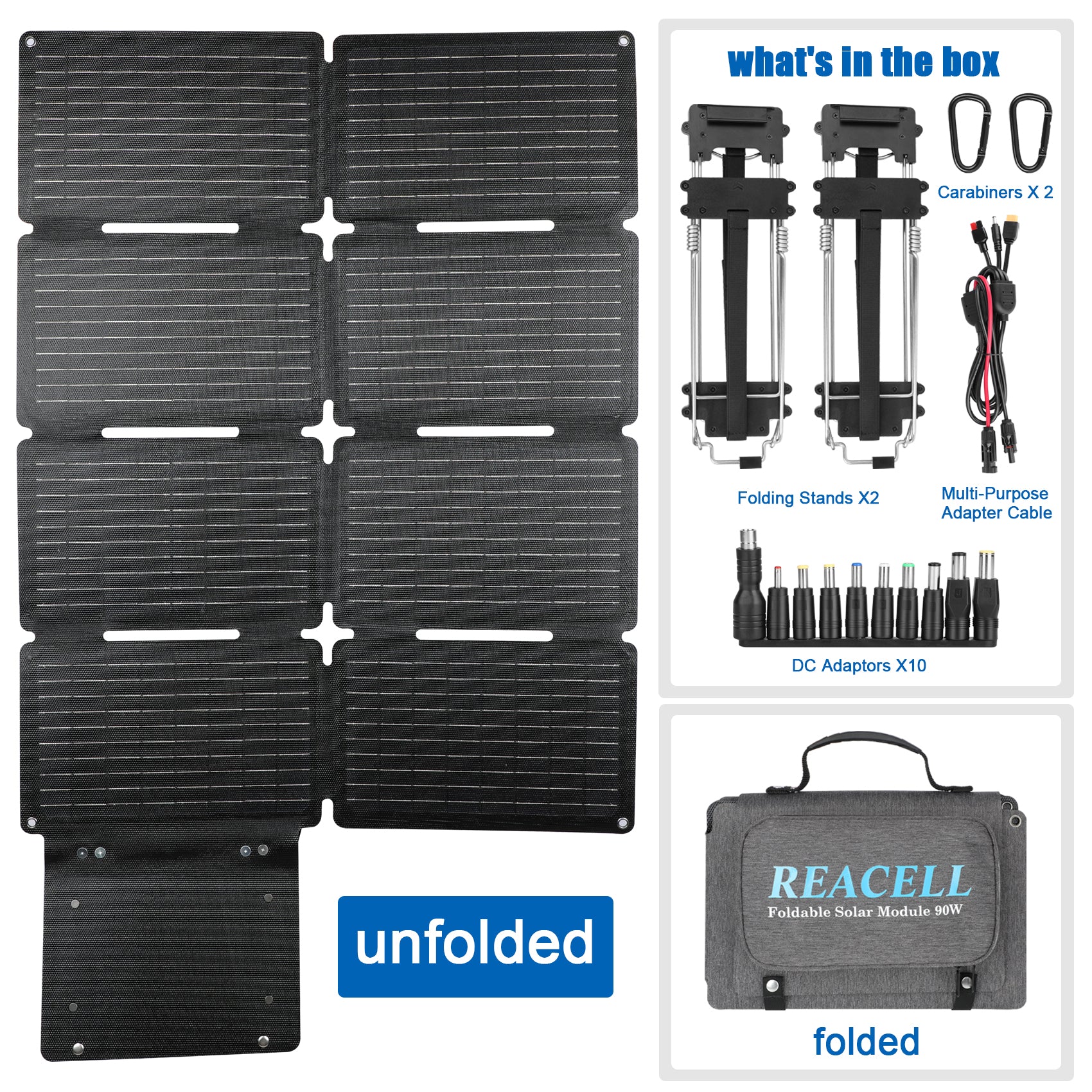 KUNLUN Flexible Foldable Solar Panel 90W Camping Portable Folding Solar Panel IP67 Solar Cell Solar Charger Travel&Phone&Boat&RV