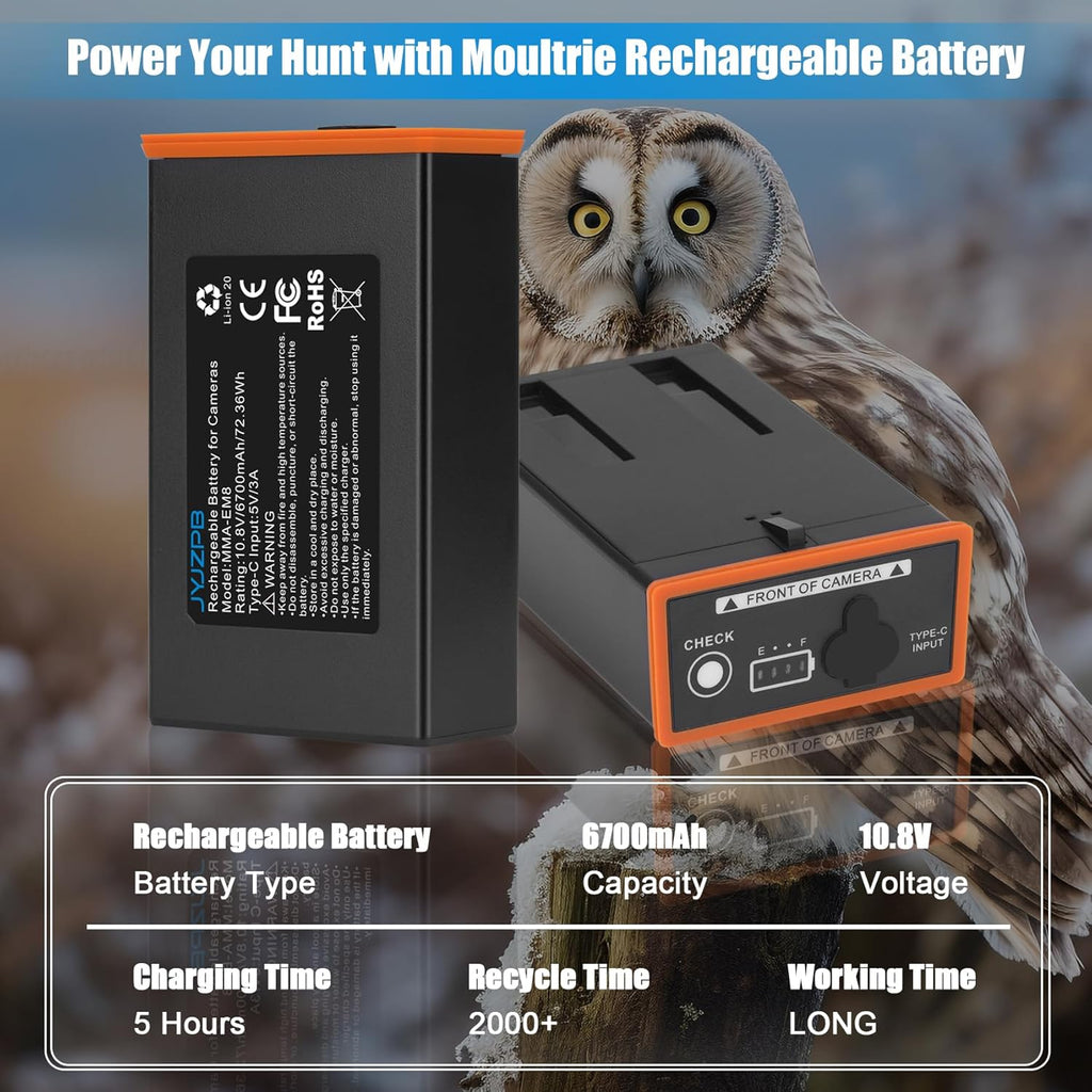 JYJZPB 6.7Ah for EM8 Moultrie Edge Battery Pack, Rechargeable Lithium-Ion Battery for Power Mag Edge Series, Cellular Trail Hunting Camera