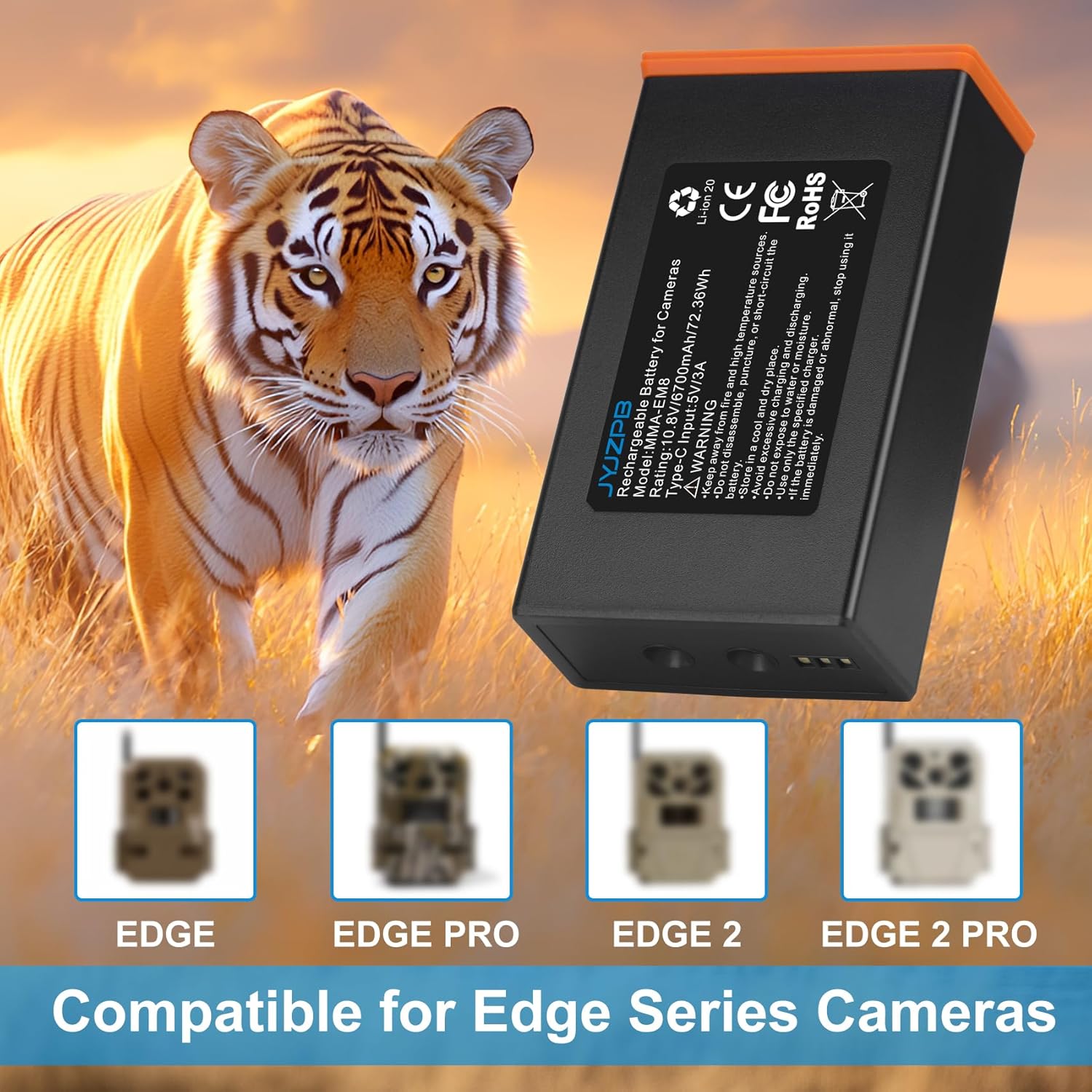 JYJZPB 6.7Ah for EM8 Moultrie Edge Battery Pack, Rechargeable Lithium-Ion Battery for Power Mag Edge Series, Cellular Trail Hunting Camera