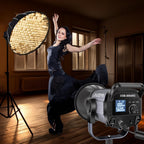 JYJZPB COB 300W Bi-Color LED Video Light with 2.4G Wireless Remote LCD Screen Full Color Continuous Output Lighting for Photography