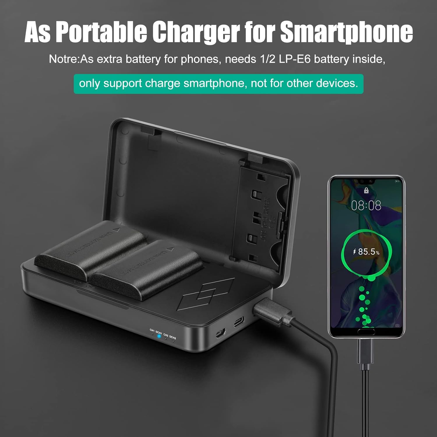 2 Packs JYJZPB LP-E6N Canon EOS Batteries and LP-E6 Battery Charger Case fit for Canon EOS R, EOS R5, EOS 90D, EOS 60D, 70D, 80D, 5D II, 5D III, 5D Mark IV, 6D, 6D II, 7D, 7D II, XC10, XC15