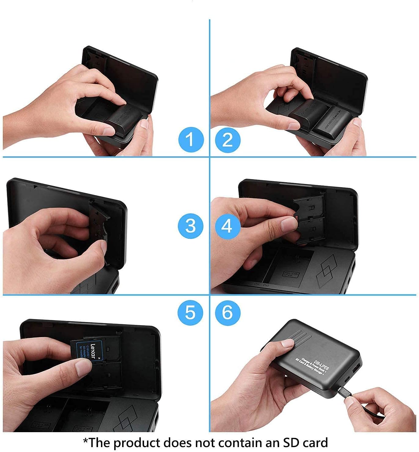 2 Packs JYJZPB LP-E6N Canon EOS Batteries and LP-E6 Battery Charger Case fit for Canon EOS R, EOS R5, EOS 90D, EOS 60D, 70D, 80D, 5D II, 5D III, 5D Mark IV, 6D, 6D II, 7D, 7D II, XC10, XC15